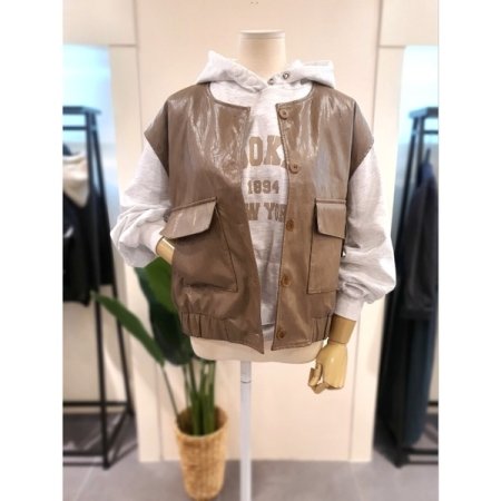 에코 빅포켓 레더 베스트 브라운