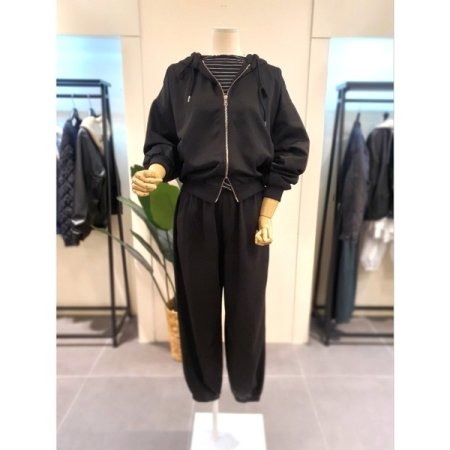 후드 집업 조거팬츠 세츠 블랙