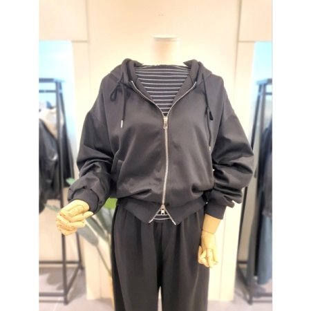 후드 집업 조거팬츠 세츠 블랙