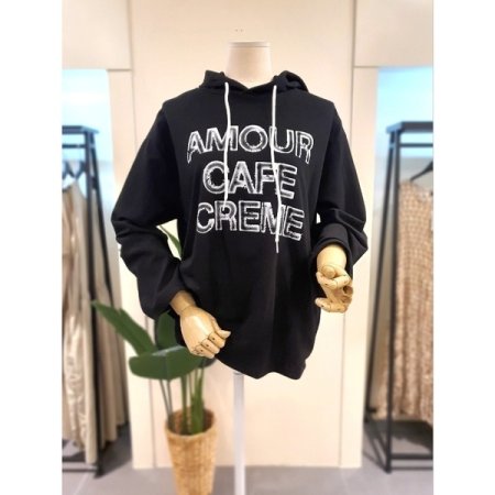 카페 레터링 후드티 아이보리