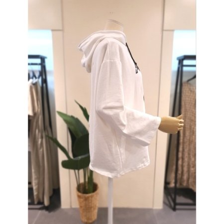 카페 레터링 후드티 아이보리