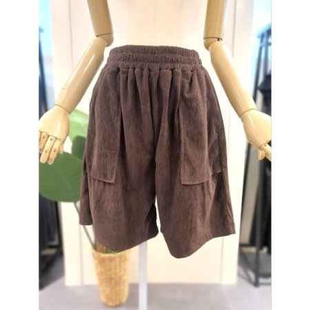 코듀로이 밴딩 4부 반바지 브라운