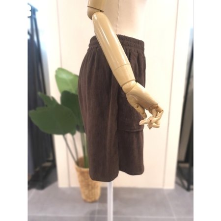 코듀로이 밴딩 4부 반바지 브라운