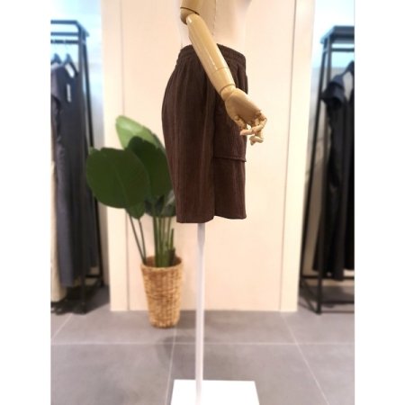 코듀로이 밴딩 4부 반바지 브라운