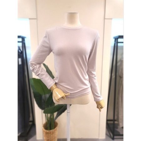 찰떡 라운드넥 긴팔 티셔츠 베이지
