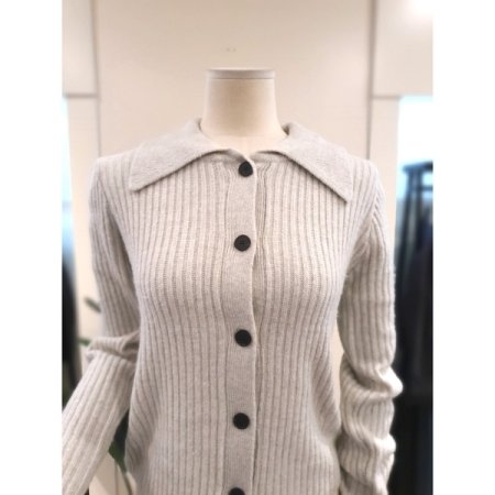 카라 버튼 니트 가디건 라이트베이지