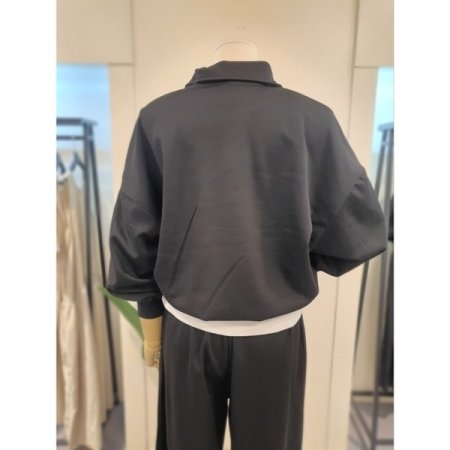 카라 맨투맨 밴딩팬츠 세트 블랙