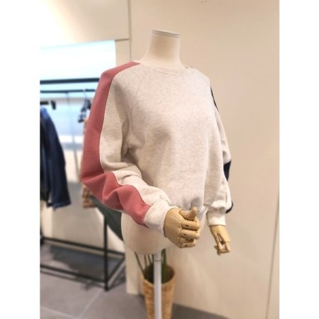 데이 배색 기모 맨투맨 오트밀