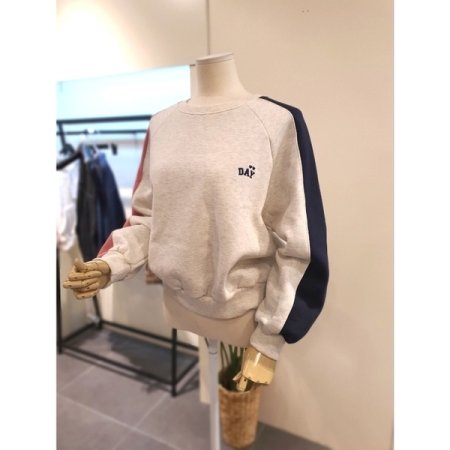 데이 배색 기모 맨투맨 오트밀