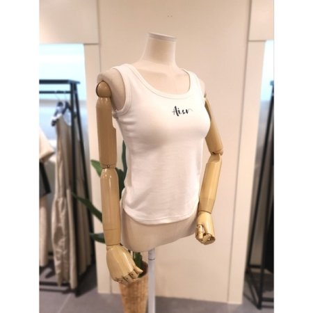 패드내장 피치 민소매 티셔츠 크림