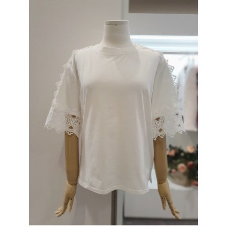 레이스라운드반팔티셔츠