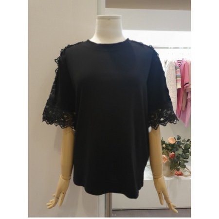 레이스라운드반팔티셔츠