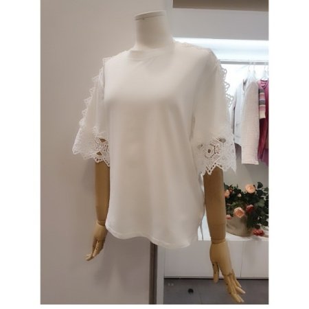 레이스라운드반팔티셔츠