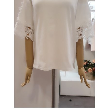 레이스라운드반팔티셔츠