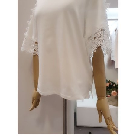 레이스라운드반팔티셔츠