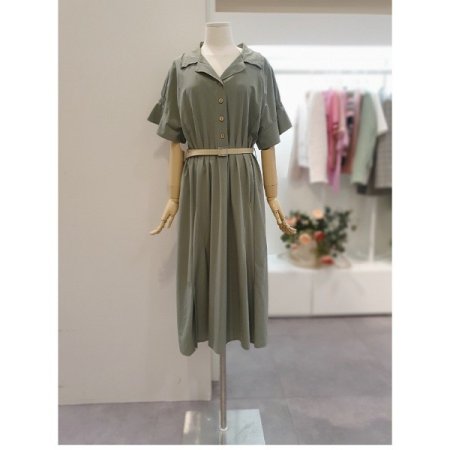 소매프릴벨티드원피스