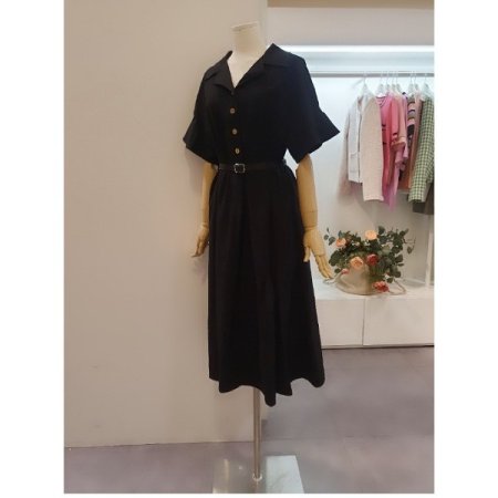 소매프릴벨티드원피스