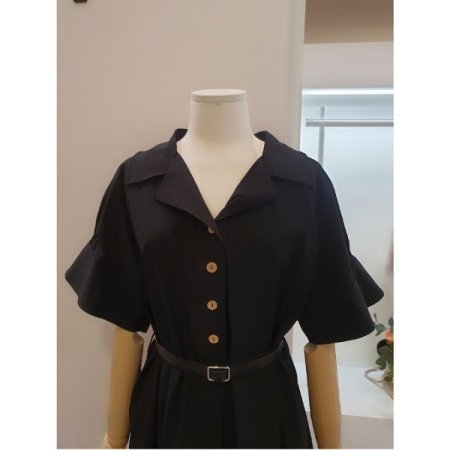 소매프릴벨티드원피스