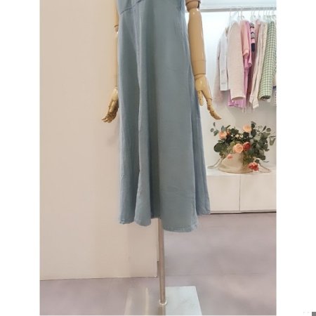 데님민소매롱원피스