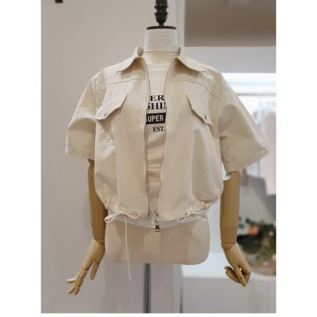 크롭지퍼반팔점퍼