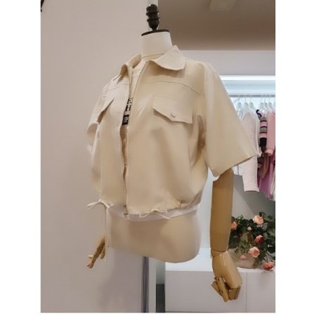 크롭지퍼반팔점퍼