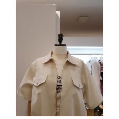 크롭지퍼반팔점퍼