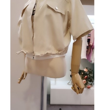 크롭지퍼반팔점퍼