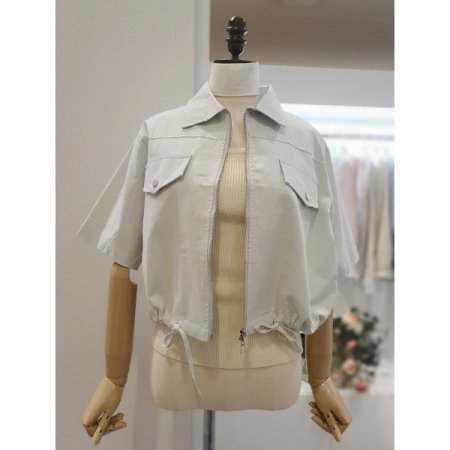 크롭지퍼반팔점퍼