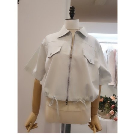 크롭지퍼반팔점퍼