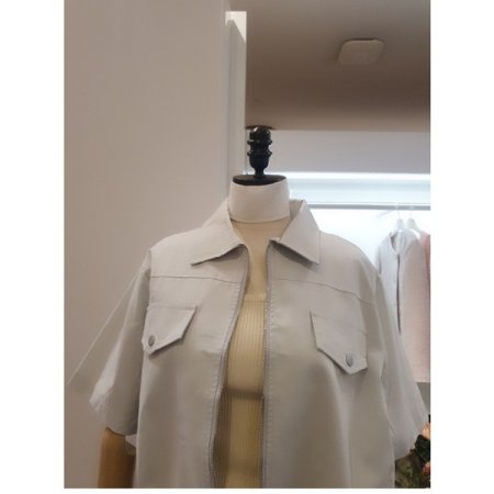 크롭지퍼반팔점퍼