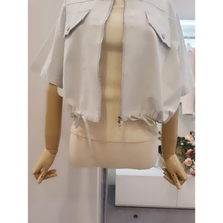 크롭지퍼반팔점퍼