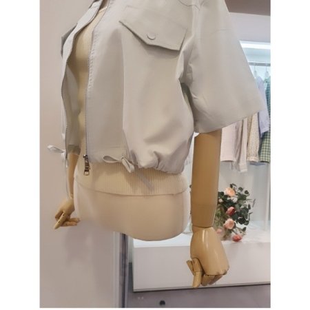 크롭지퍼반팔점퍼