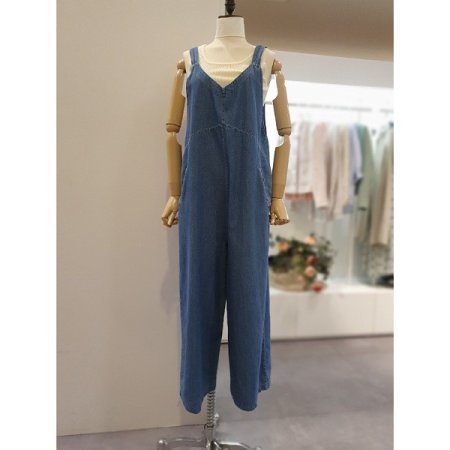 민소매데님점프슈트
