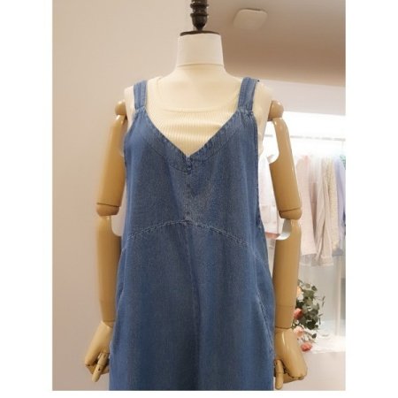 민소매데님점프슈트