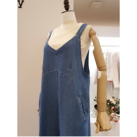 민소매데님점프슈트