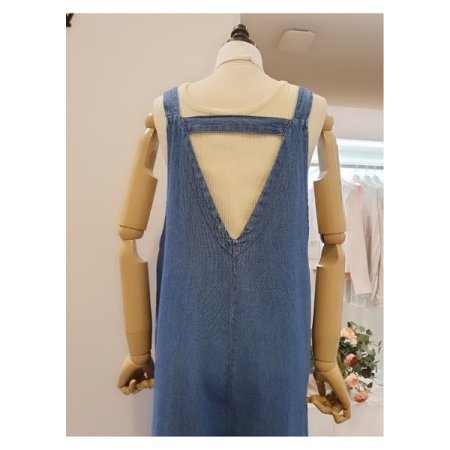 민소매데님점프슈트