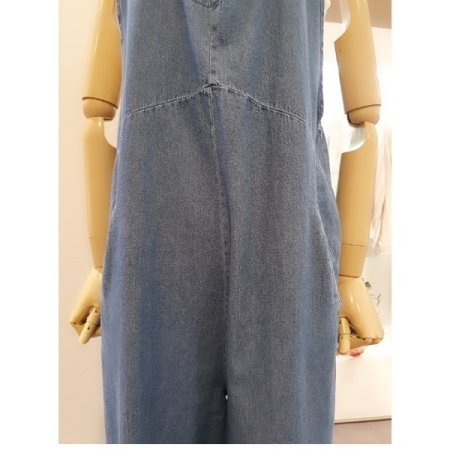 민소매데님점프슈트