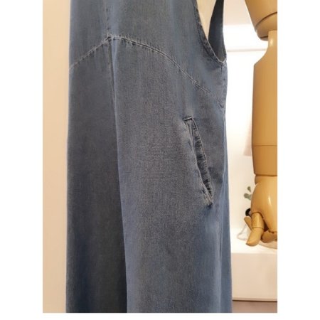 민소매데님점프슈트