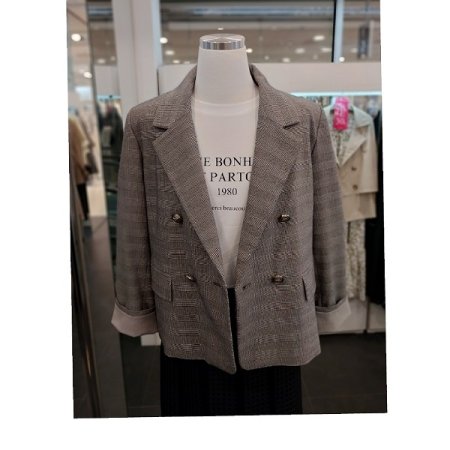 잔체크 더블 크롭 자켓