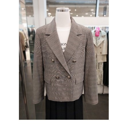 잔체크 더블 크롭 자켓