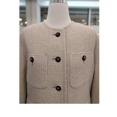 부클링 라운드 넥 자켓