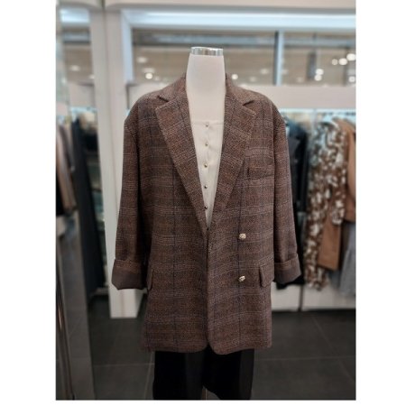 헤링본 체크 보이핏 자켓