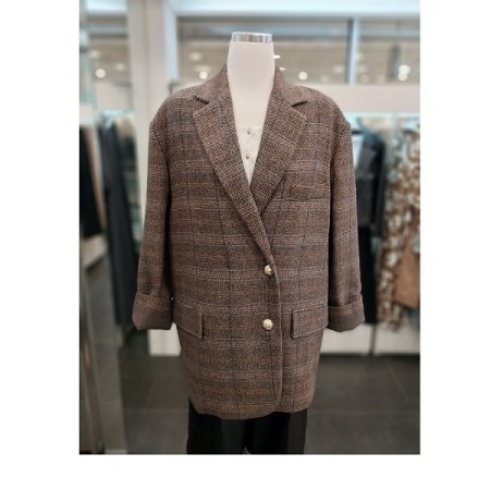 헤링본 체크 보이핏 자켓