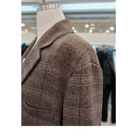 헤링본 체크 보이핏 자켓