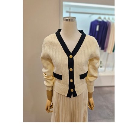 골지 배색 가디건