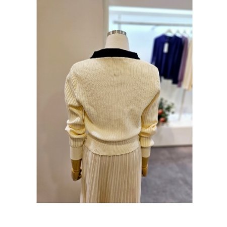 골지 배색 가디건