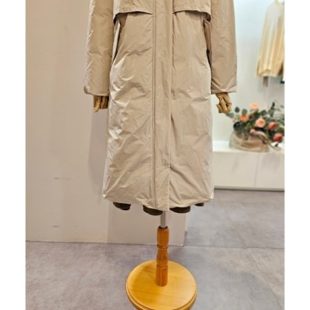 폭스 후드 플랩 롱 구스다운