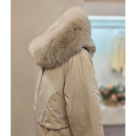 폭스 후드 플랩 롱 구스다운