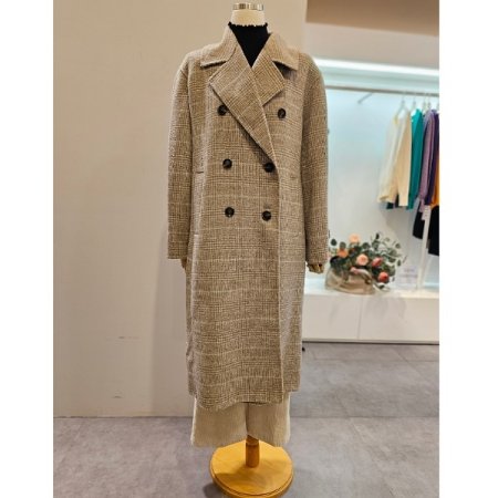 카라 더블 체크 코트