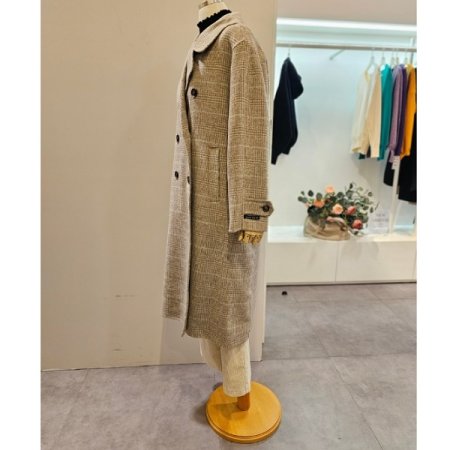 카라 더블 체크 코트